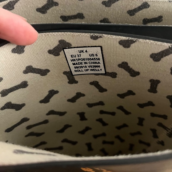 Joules Roll-Up Wellie Rain Boots Dog & Plant Print (Size 6) - Picture 7 of 10